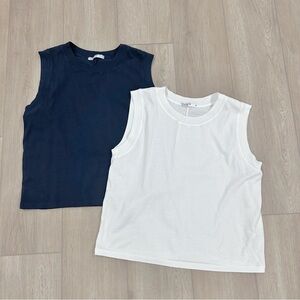 Stateside Jersey muscle tank bundle navy blue & white medium